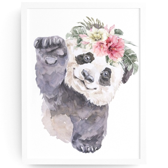 Watercolor Floral Panda Wall Art Illustration Print Poster Card Unframed - Picture 8 of 8